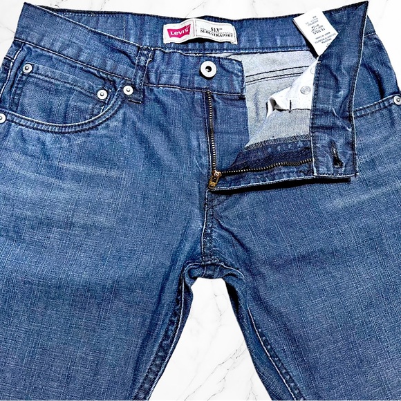 Levi's 513 Slim Straight Fit Jeans Dark Indigo Kids Size 16R 28x28 - Picture 7 of 10